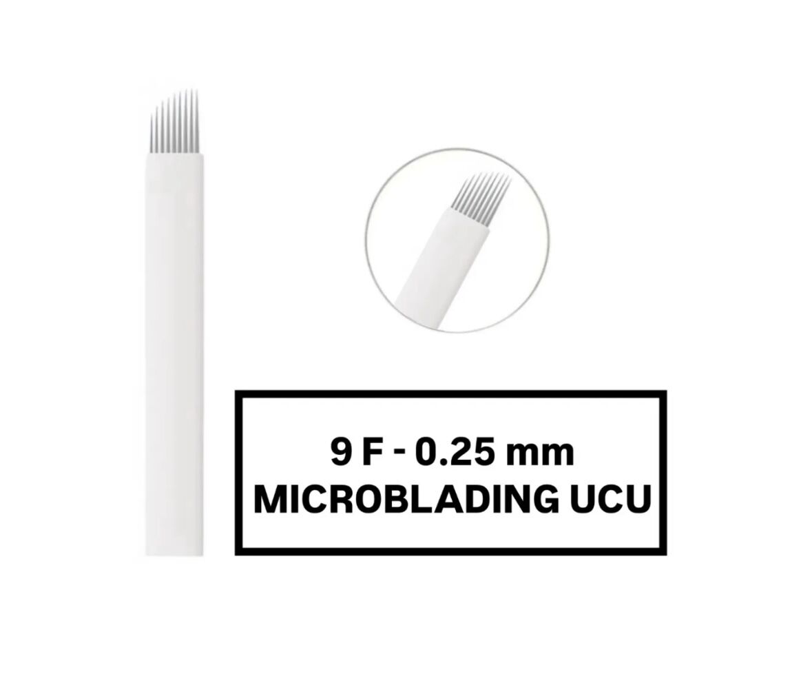 9F - 0.25mm Beyaz Microblading Kalemi Değiştirilebilir Kartuş Uç (İğne)