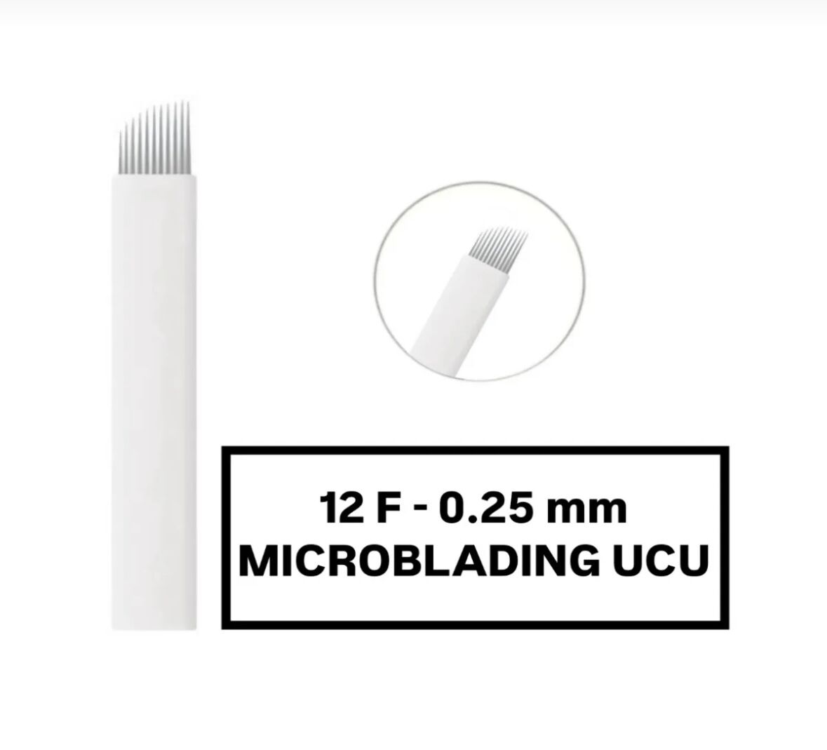 12F - 0.25mm Beyaz Microblading Kalemi Değiştirilebilir Kartuş Uç (İğne)