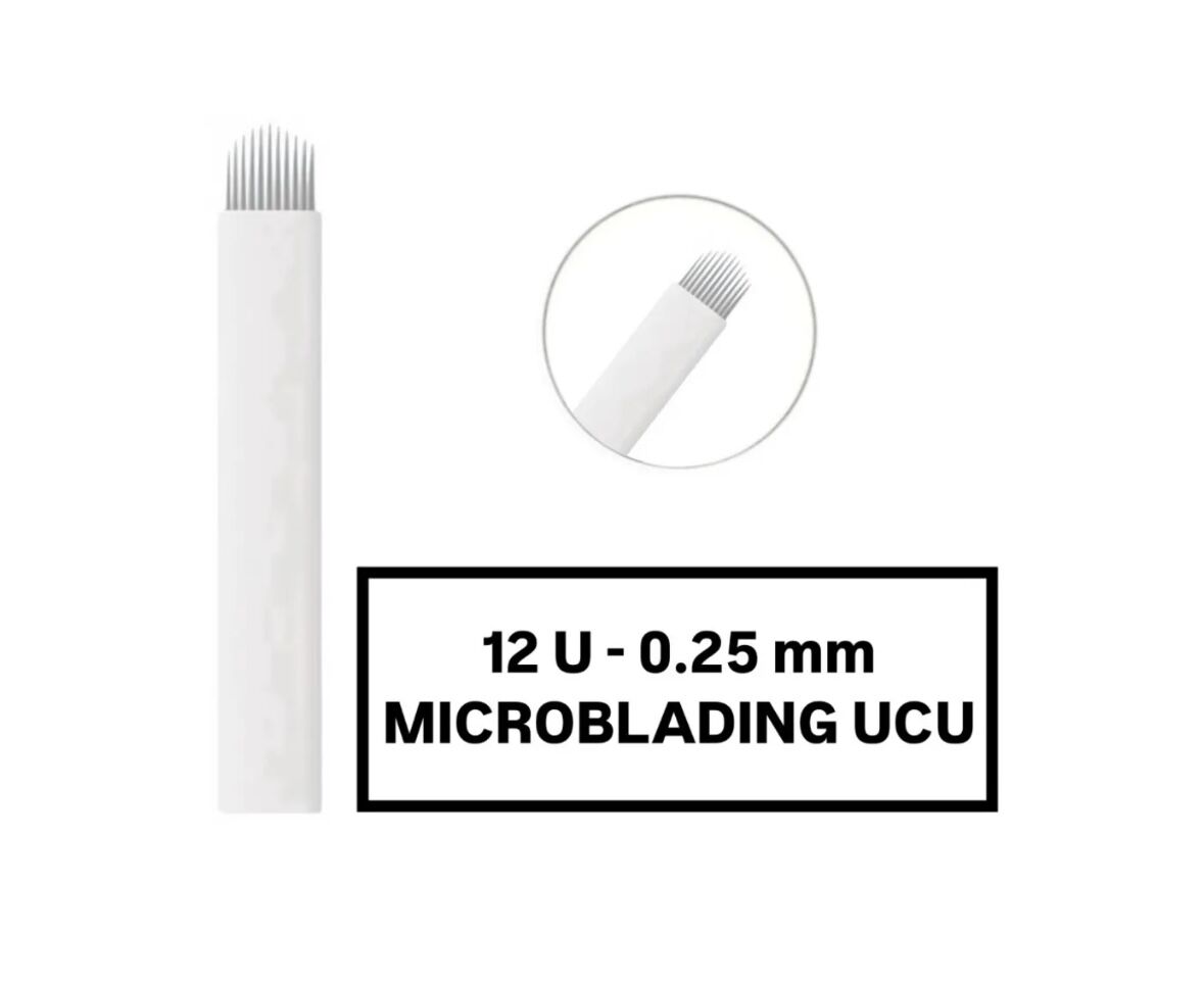 12U - 0.25mm Beyaz Microblading Kalemi Değiştirilebilir Kartuş Uç (İğne)