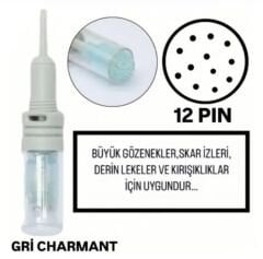 Gri Charmant - 12 PIN Değiştirilebilir Kartuş Dermapen  Ucu ( İğne )