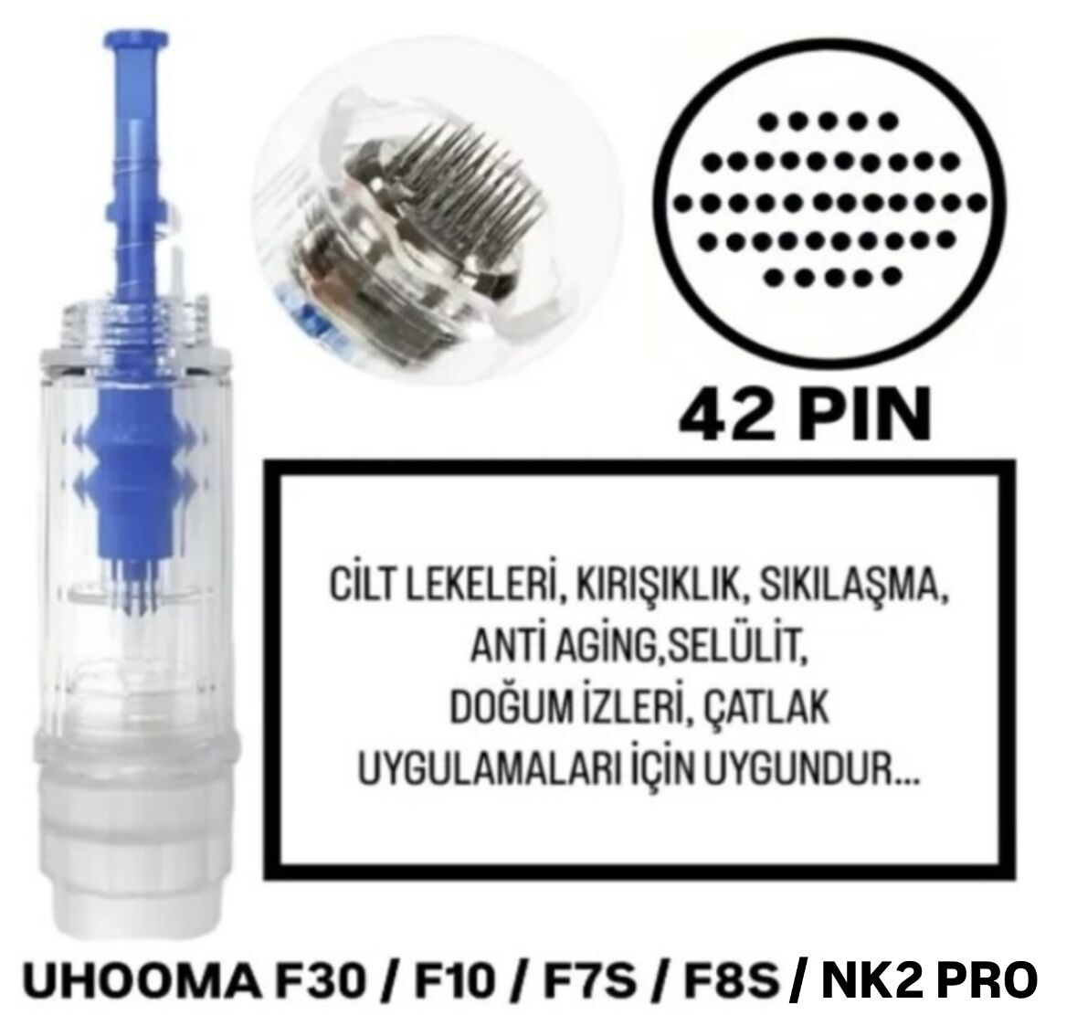 Uhooma F7S / F8S / F10 / F30 / NK2 PRO - 42 PIN Değiştirilebilir Kartuş Dermapen Ucu (İğne)