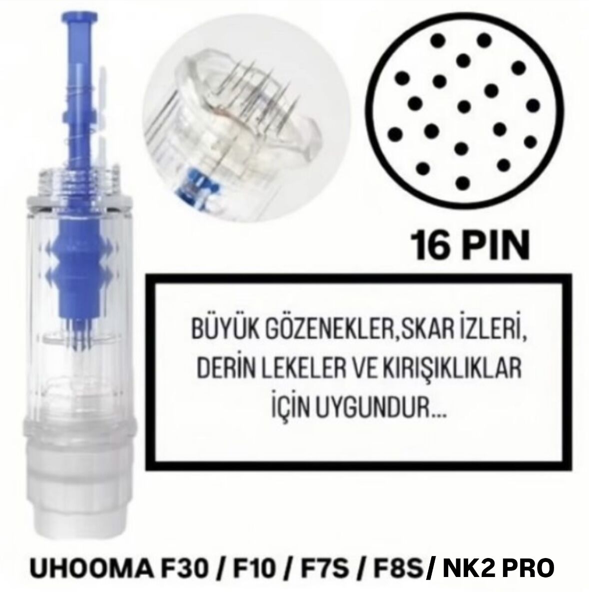 Uhooma F7S / F8S / F10 / F30 / NK2 PRO - 16 PIN Değiştirilebilir Kartuş Dermapen Ucu (İğne)