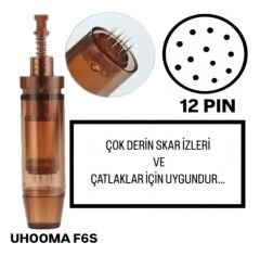 Uhooma F6S - 12 PIN Değiştirilebilir Kartuş Dermapen Ucu (İğne)