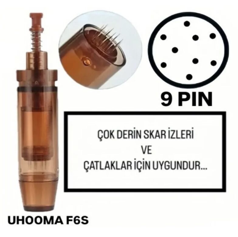 Uhooma F6S - 9 PIN Değiştirilebilir Kartuş Dermapen Ucu (İğne)