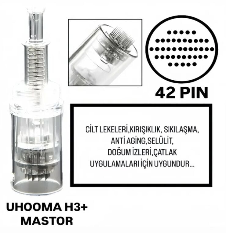 Uhooma H3+ -Mastor - Vidalı 42 PIN Değiştirilebilir Kartuş Dermapen Ucu (İğne)