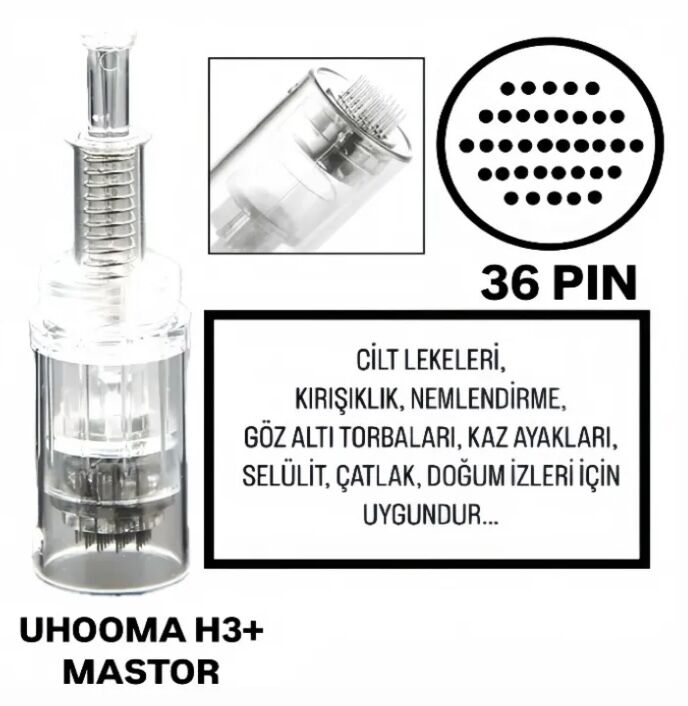 Uhooma H3+ -Mastor - Vidalı 36 PIN Değiştirilebilir Kartuş Dermapen Ucu (İğne)