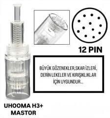 Uhooma H3+ -Mastor - Vidalı 12 PIN Değiştirilebilir Kartuş Dermapen Ucu (İğne)