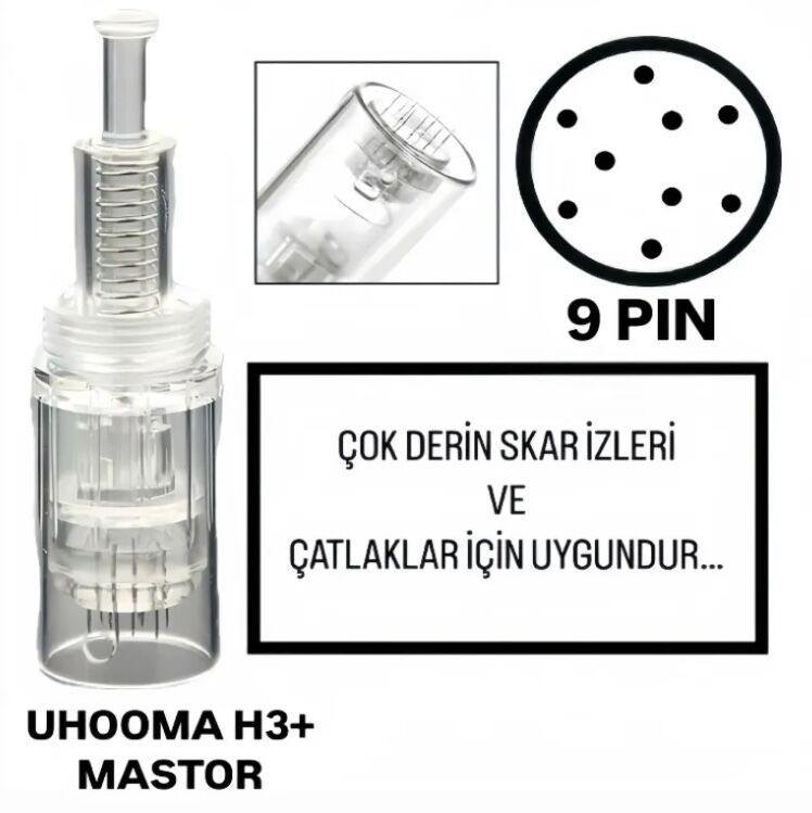 Uhooma H3+ -Mastor - 9 PIN Değiştirilebilir Kartuş Dermapen Ucu (İğne)