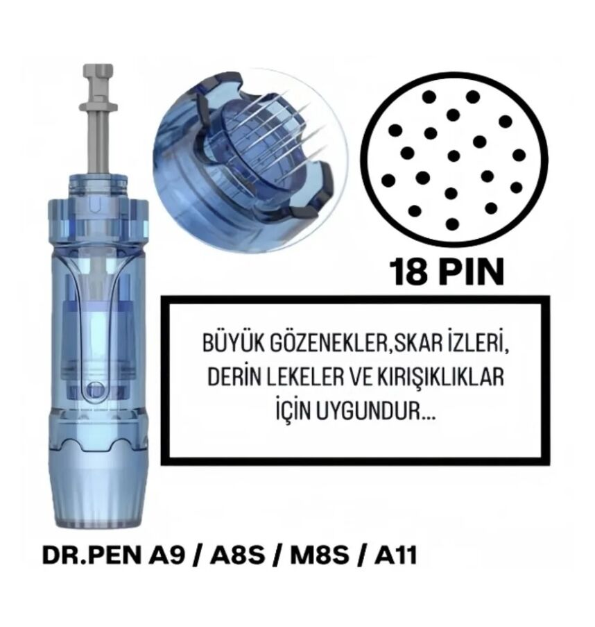Dr.Pen A9 / A8S / M8S / A11 - 18 PIN Değiştirilebilir Kartuş Dermapen Ucu (İğne)