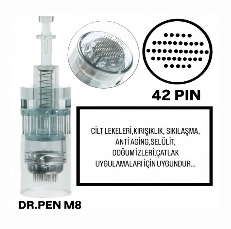 Dr.Pen M8 ve A6S Uyumlu - 42 PIN Değiştirilebilir Kartuş Dermapen Ucu (İğne)