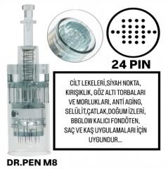 Dr.Pen M8 ve A6S Uyumlu - 24 PIN Değiştirilebilir Kartuş Dermapen Ucu (İğne)