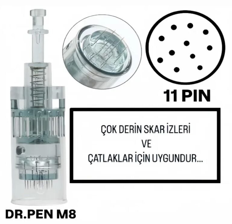 Dr.Pen M8 ve A6S Uyumlu - 11 PIN Değiştirilebilir Kartuş Dermapen Ucu (İğne)