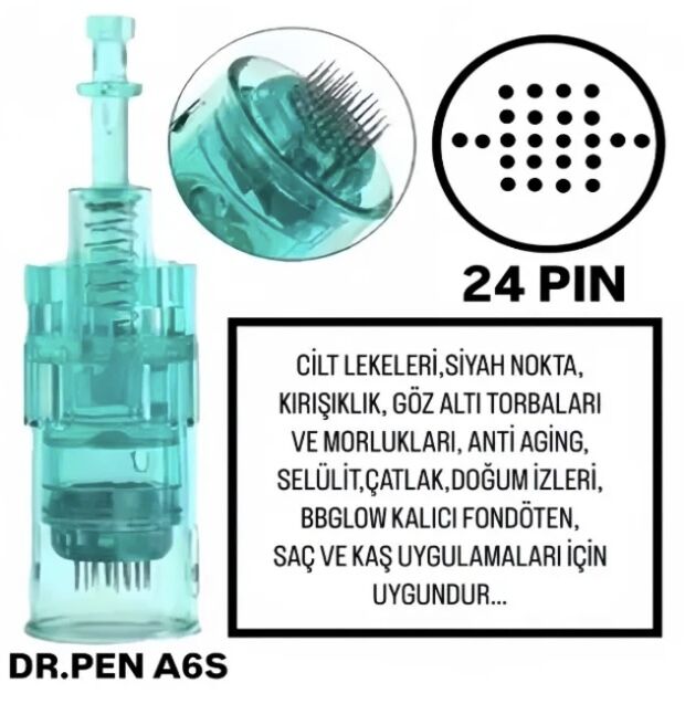Dr.Pen A6S ve M8 Uyumlu - 24 PIN Değiştirilebilir Kartuş Dermapen Ucu (İğne)