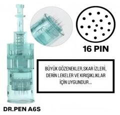Dr.Pen A6S ve M8 Uyumlu - 16 PIN Değiştirilebilir Kartuş Dermapen Ucu (İğne)