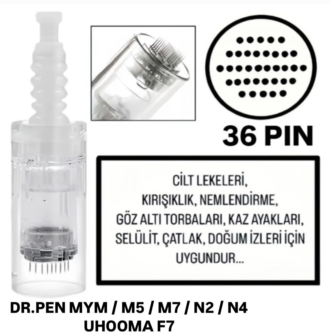 Dr. Pen MYM-M5-M7-N2-N4 - Uhooma F7 Uyumlu 36 PIN Değiştirilebilir Kartuş Dermapen Ucu (İğne)