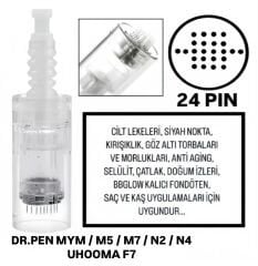 Dr. Pen MYM-M5-M7-N2-N4 - Uhooma F7 Uyumlu 24 PIN Değiştirilebilir Kartuş Dermapen Ucu (İğne)