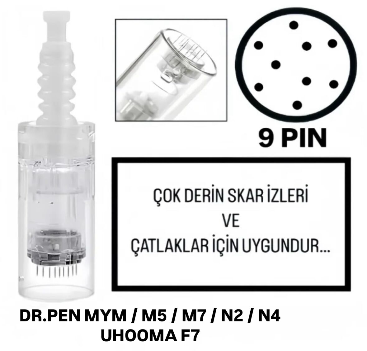 Dr. Pen MYM-M5-M7-N2-N4 - Uhooma F7 Uyumlu 9 PIN Değiştirilebilir Kartuş Dermapen Ucu (İğne)