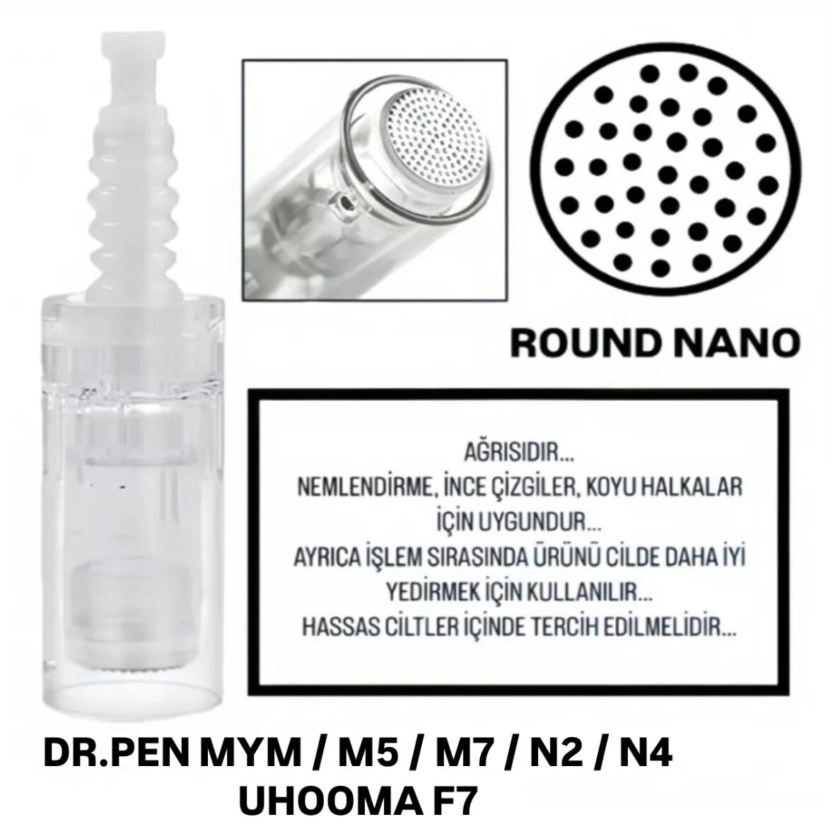 Dr. Pen MYM-M5-M7-N2-N4 - Uhooma F7 Uyumlu NANO Değiştirilebilir Kartuş Dermapen Ucu (İğne)