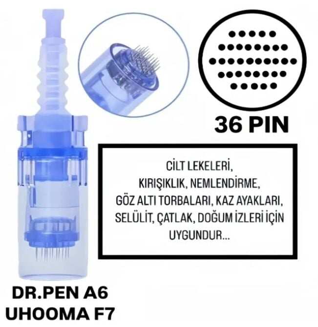 Dr.Pen A6 - Uhooma F7 Uyumlu - 36 PIN Değiştirilebilir Kartuş Dermapen Ucu (İğne)