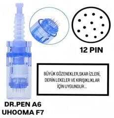 Dr.Pen A6 - Uhooma F7 Uyumlu - 12 PIN Değiştirilebilir Kartuş Dermapen Ucu ( İğne )