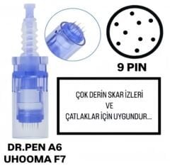Dr.Pen A6 - Uhooma F7 Uyumlu - 9 PIN Değiştirilebilir Kartuş Dermapen Ucu ( İğne )