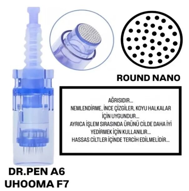 Dr.Pen A6 - Uhooma F7 Uyumlu - NANO Değiştirilebilir Kartuş Dermapen Ucu (İğne)