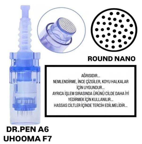 Dr.Pen A6 - Uhooma F7 Uyumlu - NANO Değiştirilebilir Kartuş Dermapen Ucu (İğne)