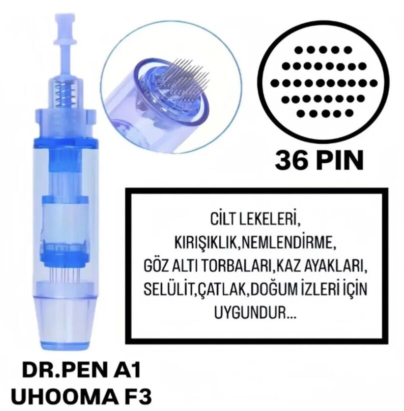 Dr.Pen A1 - Uhooma F3 Uyumlu - 36 PIN Değiştirilebilir Kartuş Dermapen Ucu (İğne)