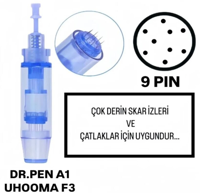 Dr.Pen A1 - Uhooma F3 Uyumlu - 9 PIN Değiştirilebilir Kartuş Dermapen Ucu (İğne)