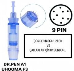 Dr.Pen A1 - Uhooma F3 Uyumlu - 9 PIN Değiştirilebilir Kartuş Dermapen Ucu (İğne)