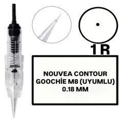 Nouvea Contour - Goochie M8 Uyumlu-0.18mm-R1 Değiştirilebilir Kartuş Kalıcı Makyaj Ucu (İğne)