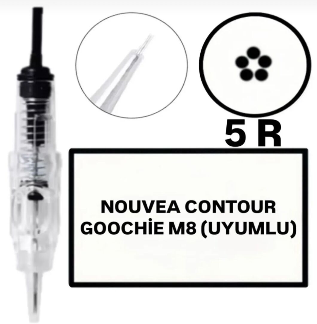 Nouvea Contour - Goochie M8 Uyumlu-R5 Değiştirilebilir Kartuş Kalıcı Makyaj Ucu (İğne)