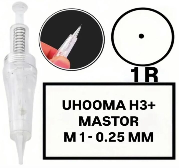 Mastor - Uhooma H3+ - Uyumlu 0.25mm -(M1) R1 Değiştirilebilir Kartuş Kalıcı Makyaj Ucu (İğne)