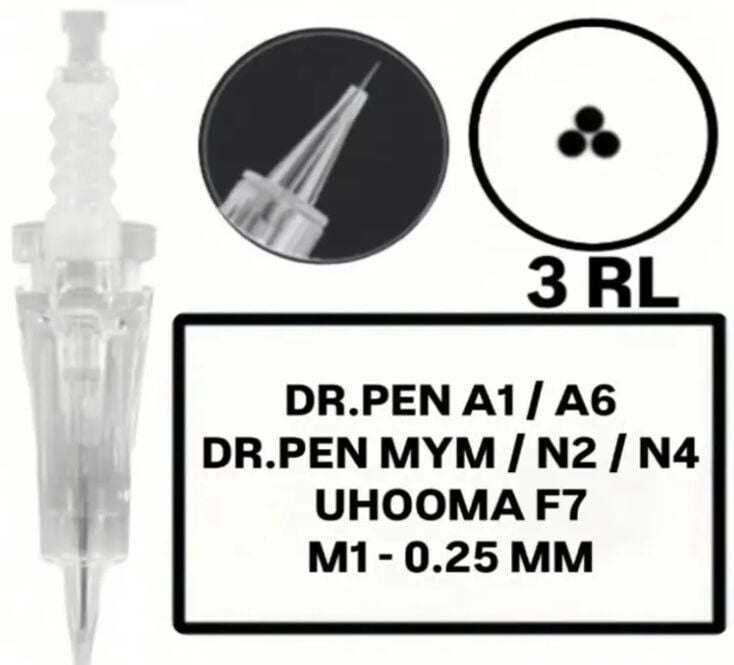 Dr.Pen A1-A6-MYM-N2-N4-Uhooma F7 Uyumlu - 0.25mm - ( M1 ) R3 Değiştirilebilir Kartuş Kalıcı Makyaj Ucu (İğne)