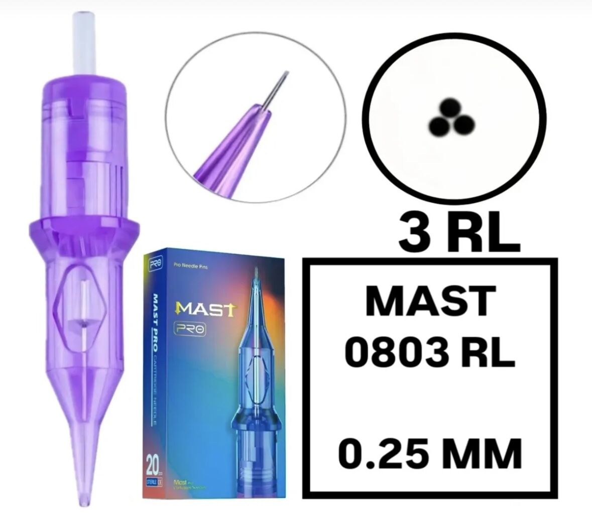 MAST PRO 0803 - RL - 0.25mm TATTOO VE KALICI MAKYAJ İĞNESİ