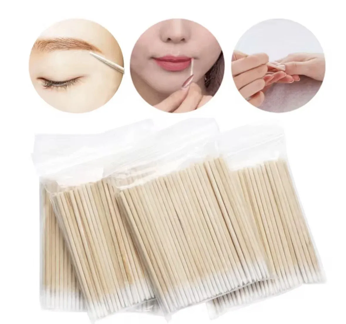 Kalıcı Makyaj Ahşap Pamuklu Microbrush
